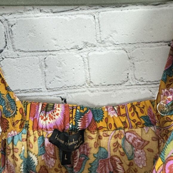 House of Harlow 1960 Flutter Sleeve Floral Midi Dress In Jackie Mustard Print L - Picture 8 of 13